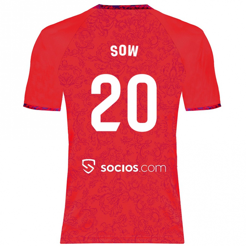 Men Football Djibril Sow #20 Red Away Jersey 2024/25 T-Shirt Nz