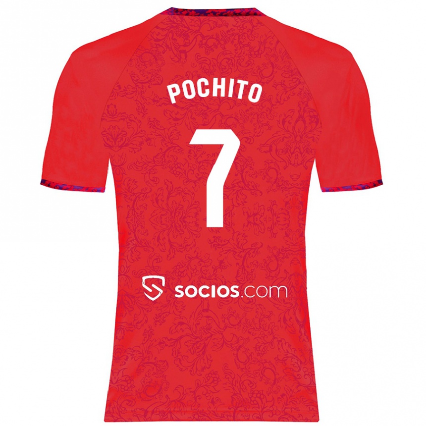 Men Football Pochito #7 Red Away Jersey 2024/25 T-Shirt Nz