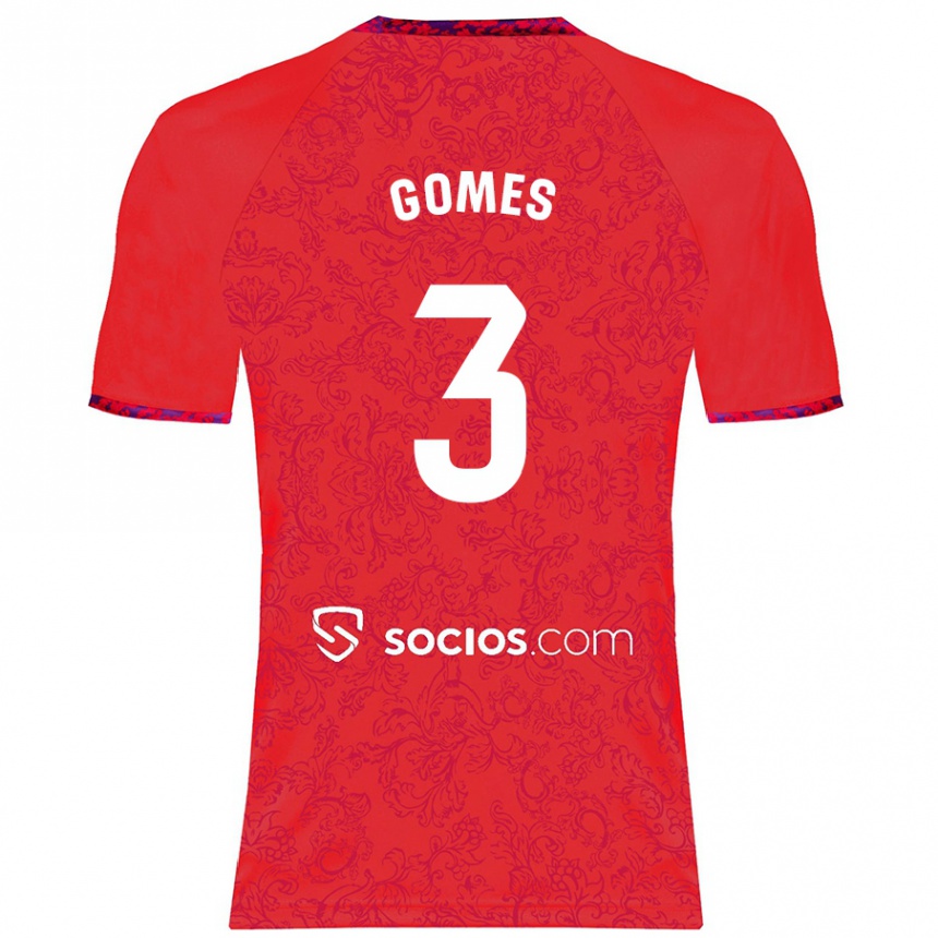 Men Football Diana Gomes #3 Red Away Jersey 2024/25 T-Shirt Nz