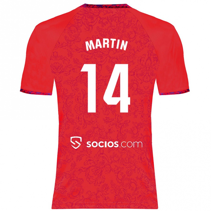 Men Football Nazareth Martín #14 Red Away Jersey 2024/25 T-Shirt Nz