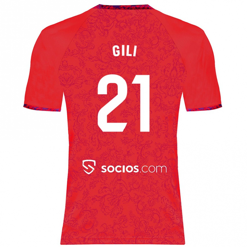 Men Football Gemma Gili #21 Red Away Jersey 2024/25 T-Shirt Nz