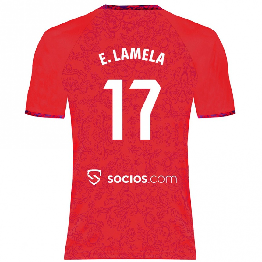 Men Football Erik Lamela #17 Red Away Jersey 2024/25 T-Shirt Nz