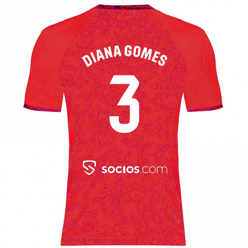 Men Football Diana Catarina Ribeiro Gomes #3 Red Away Jersey 2024/25 T-Shirt Nz