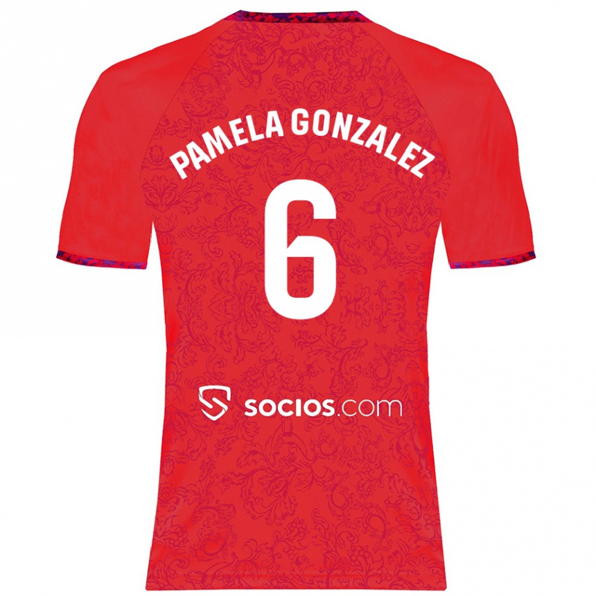 Men Football Cinthia Pamela González Medina #6 Red Away Jersey 2024/25 T-Shirt Nz