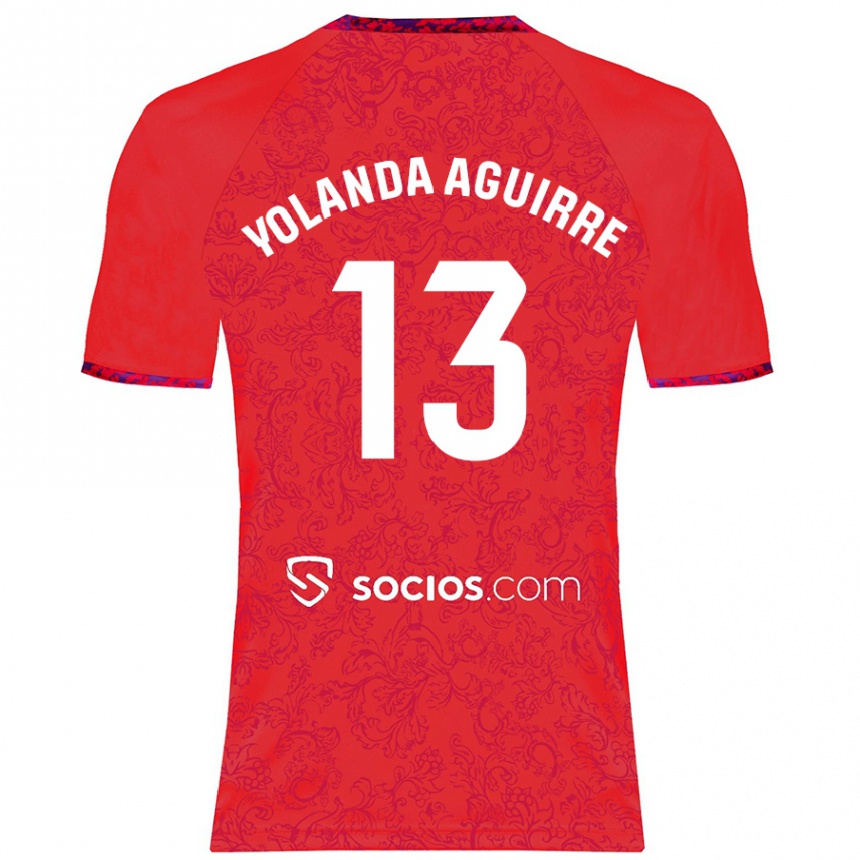 Men Football Yolanda Aguirre Gutiérrez #13 Red Away Jersey 2024/25 T-Shirt Nz