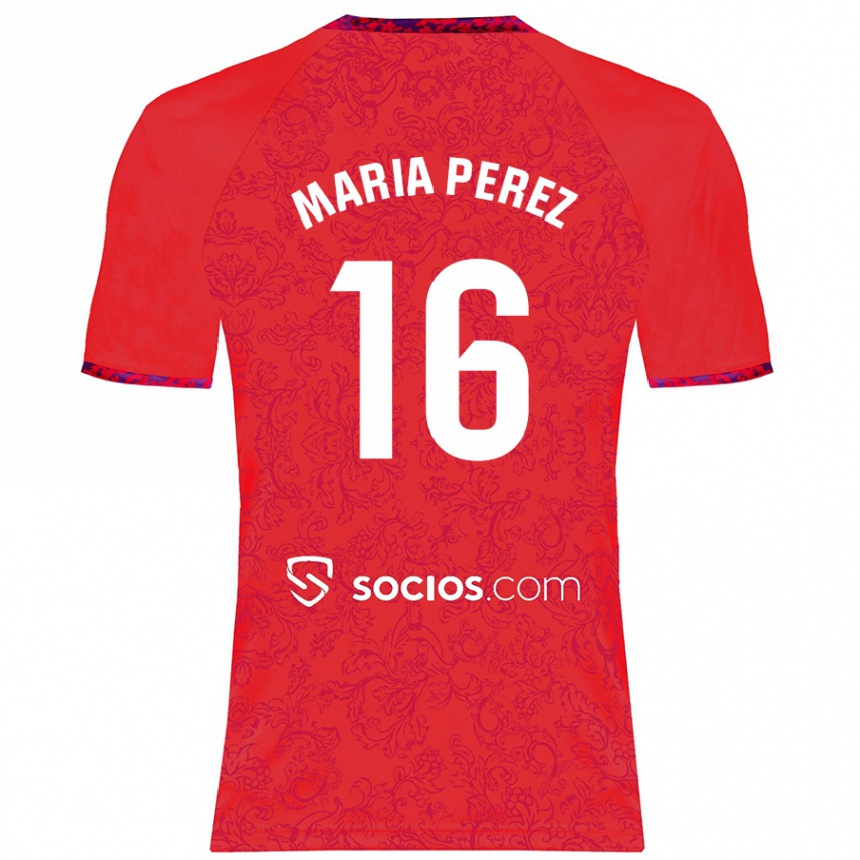 Men Football María Pérez Rabaza #16 Red Away Jersey 2024/25 T-Shirt Nz