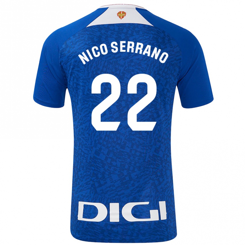 Men Football Nico Serrano #22 Royal Blue Away Jersey 2024/25 T-Shirt Nz