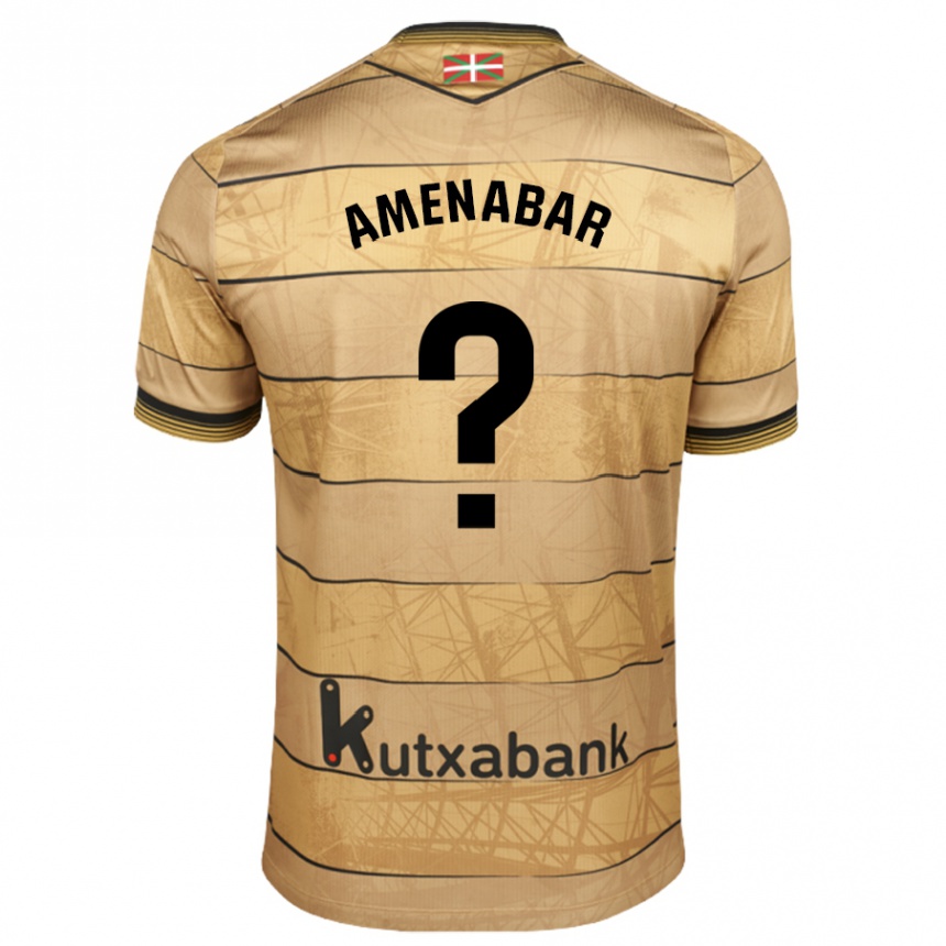 Men Football Aritz Amenabar #0 Brown Away Jersey 2024/25 T-Shirt Nz