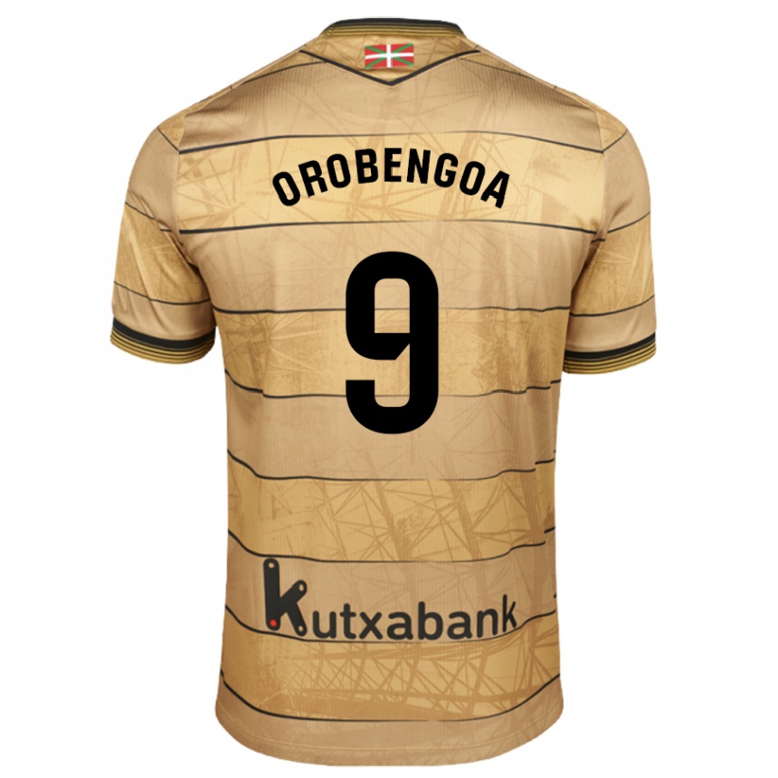 Men Football Ekain Orobengoa #9 Brown Away Jersey 2024/25 T-Shirt Nz