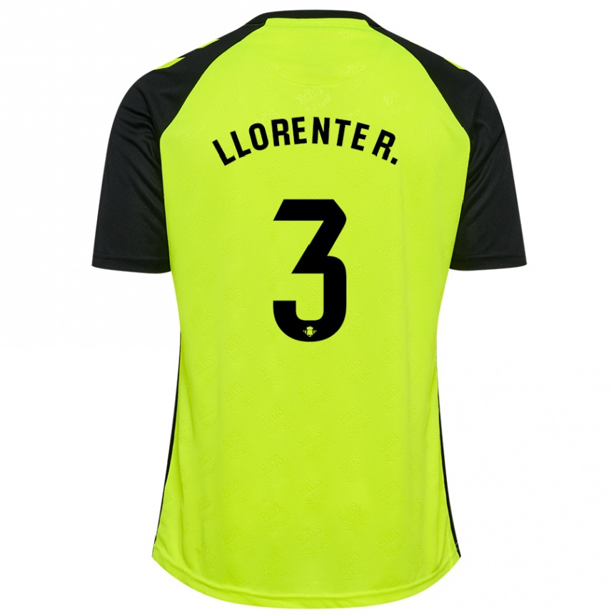 Men Football Diego Llorente #3 Fluorescent Yellow Black Away Jersey 2024/25 T-Shirt Nz