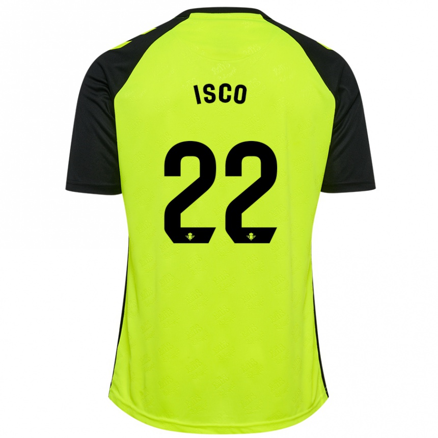 Men Football Isco #22 Fluorescent Yellow Black Away Jersey 2024/25 T-Shirt Nz