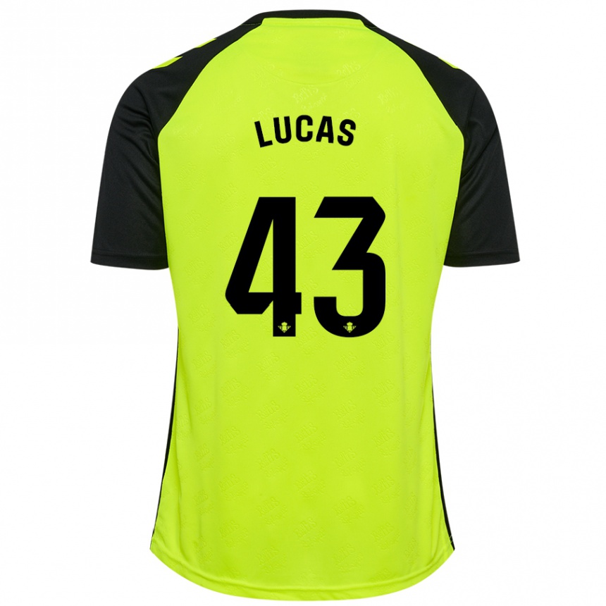 Men Football Lucas Alcázar #43 Fluorescent Yellow Black Away Jersey 2024/25 T-Shirt Nz