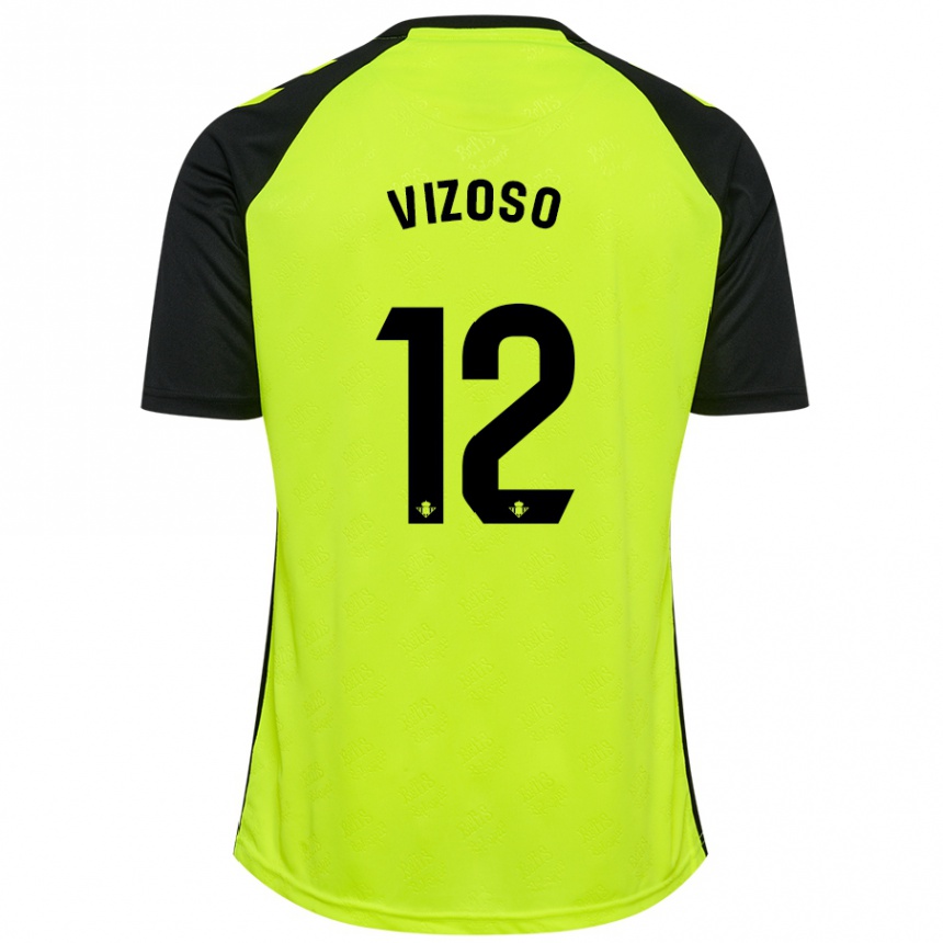 Men Football Paula Vizoso Prieto #12 Fluorescent Yellow Black Away Jersey 2024/25 T-Shirt Nz