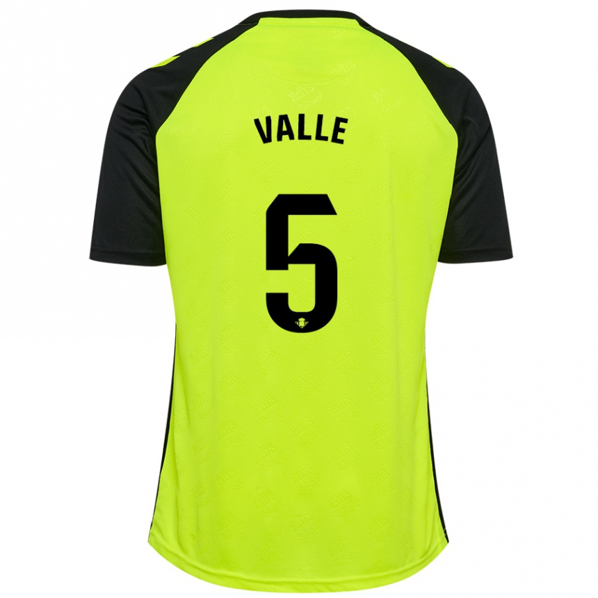 Men Football María Valle López #5 Fluorescent Yellow Black Away Jersey 2024/25 T-Shirt Nz