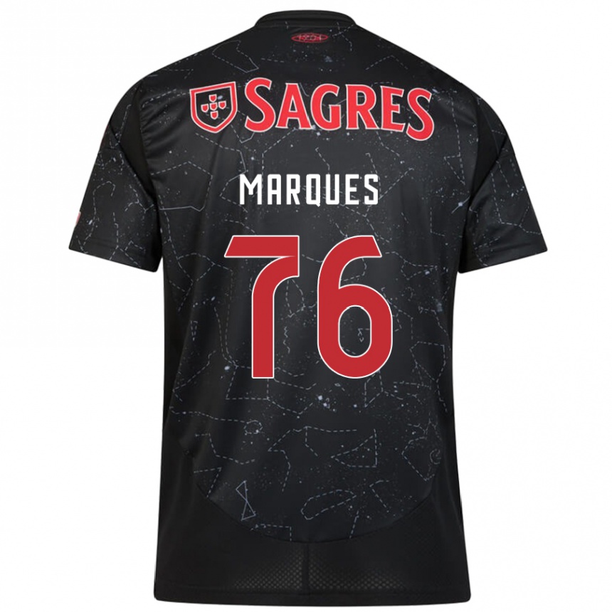 Men Football Gustavo Marques #76 Black Red Away Jersey 2024/25 T-Shirt Nz