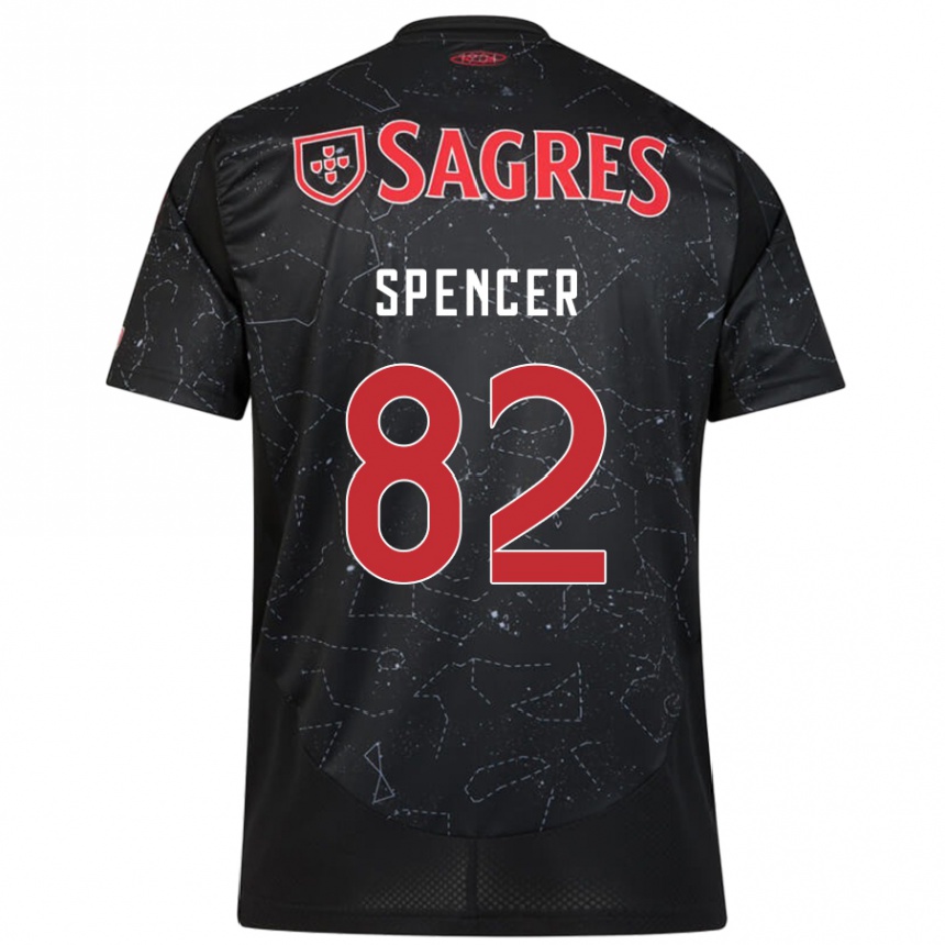 Men Football Diogo Spencer #82 Black Red Away Jersey 2024/25 T-Shirt Nz