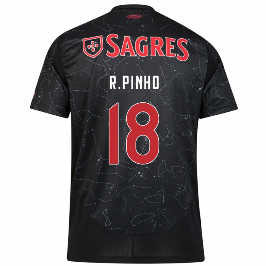 Men Football Rodrigo Pinho #18 Black Red Away Jersey 2024/25 T-Shirt Nz