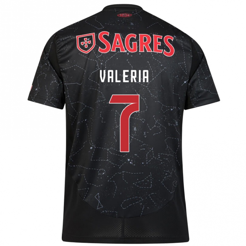 Men Football Valeria #7 Black Red Away Jersey 2024/25 T-Shirt Nz