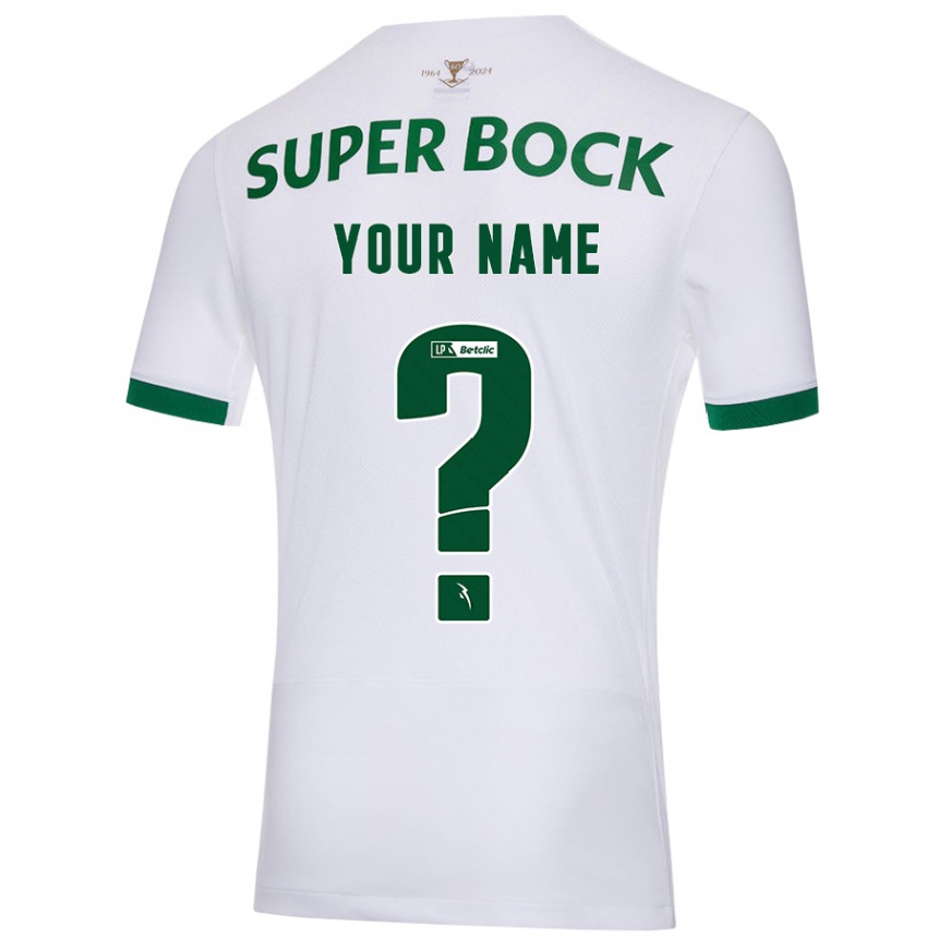 Men Football Your Name #0 White Green Away Jersey 2024/25 T-Shirt Nz