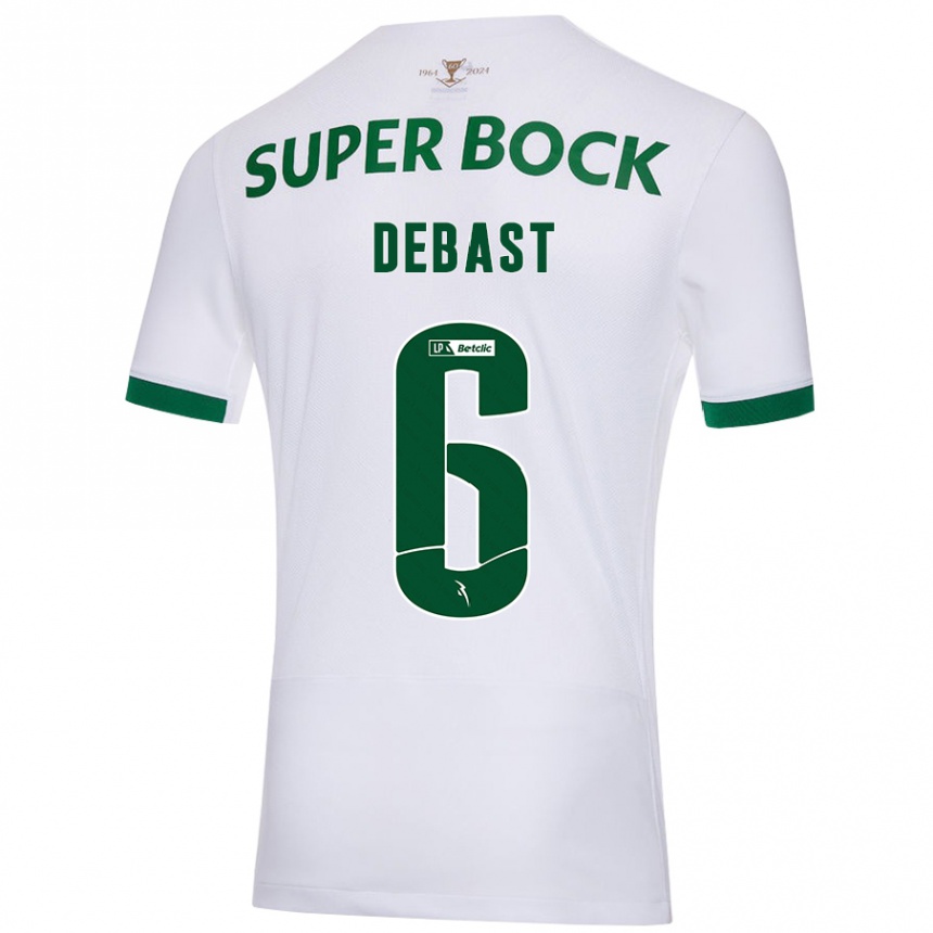 Men Football Zeno Debast #6 White Green Away Jersey 2024/25 T-Shirt Nz