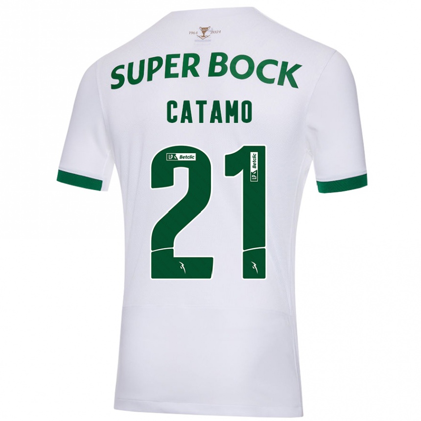 Men Football Geny Catamo #21 White Green Away Jersey 2024/25 T-Shirt Nz