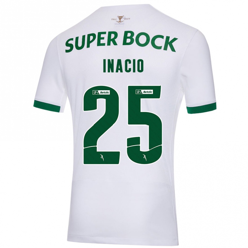 Men Football Gonçalo Inácio #25 White Green Away Jersey 2024/25 T-Shirt Nz