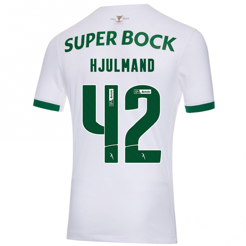 Men Football Morten Hjulmand #42 White Green Away Jersey 2024/25 T-Shirt Nz