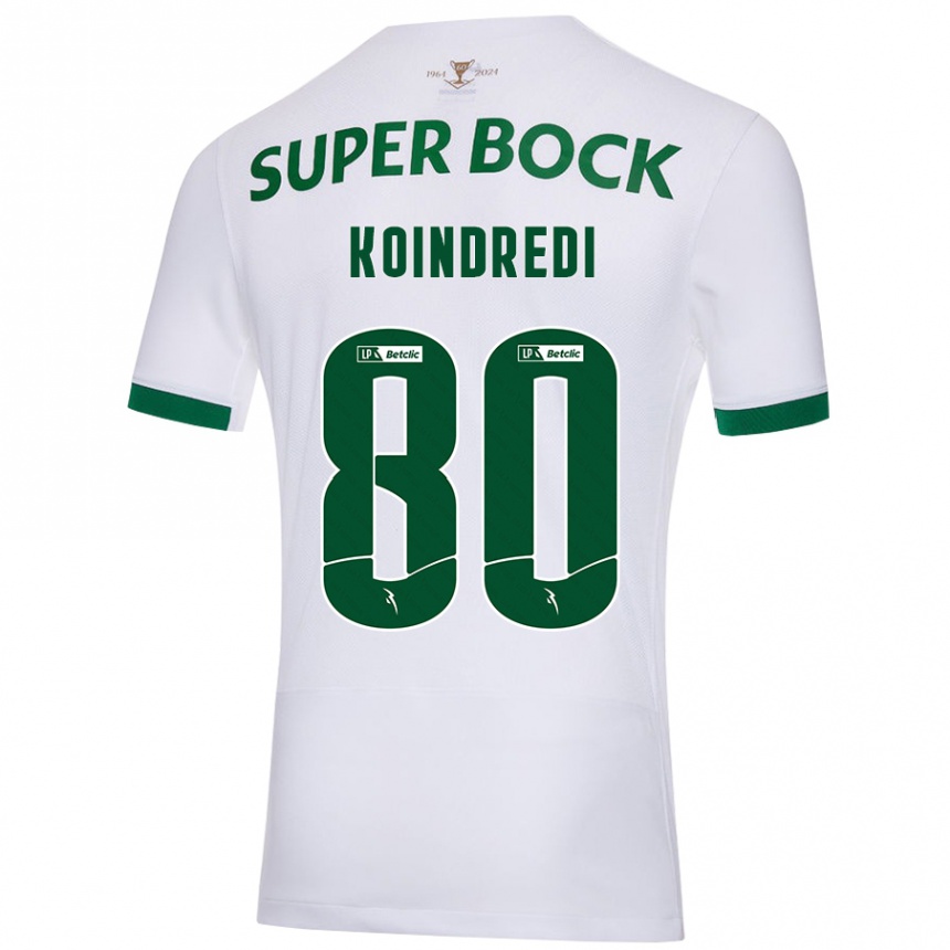 Men Football Koba Koindredi #80 White Green Away Jersey 2024/25 T-Shirt Nz