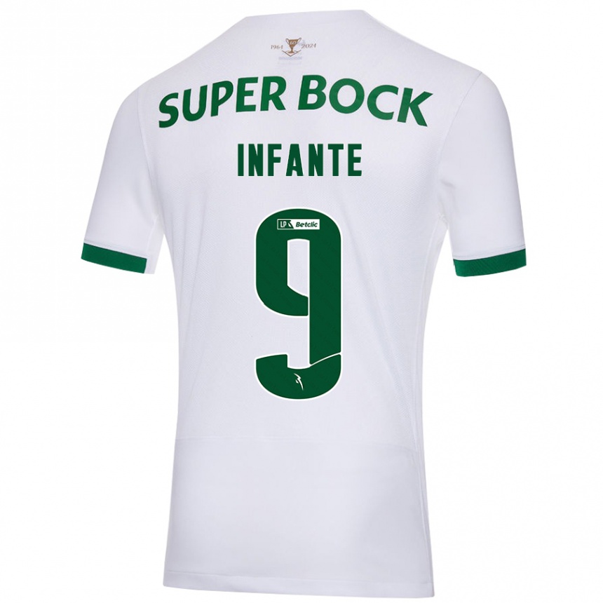 Men Football João Infante #9 White Green Away Jersey 2024/25 T-Shirt Nz