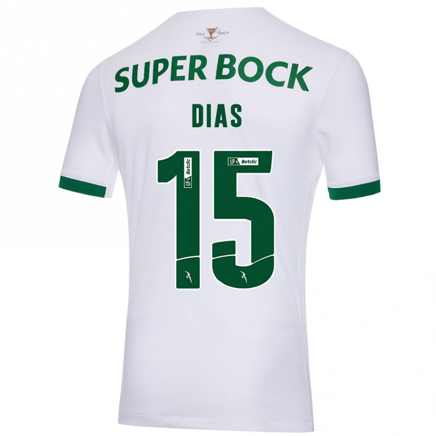 Men Football Rodrigo Dias #15 White Green Away Jersey 2024/25 T-Shirt Nz