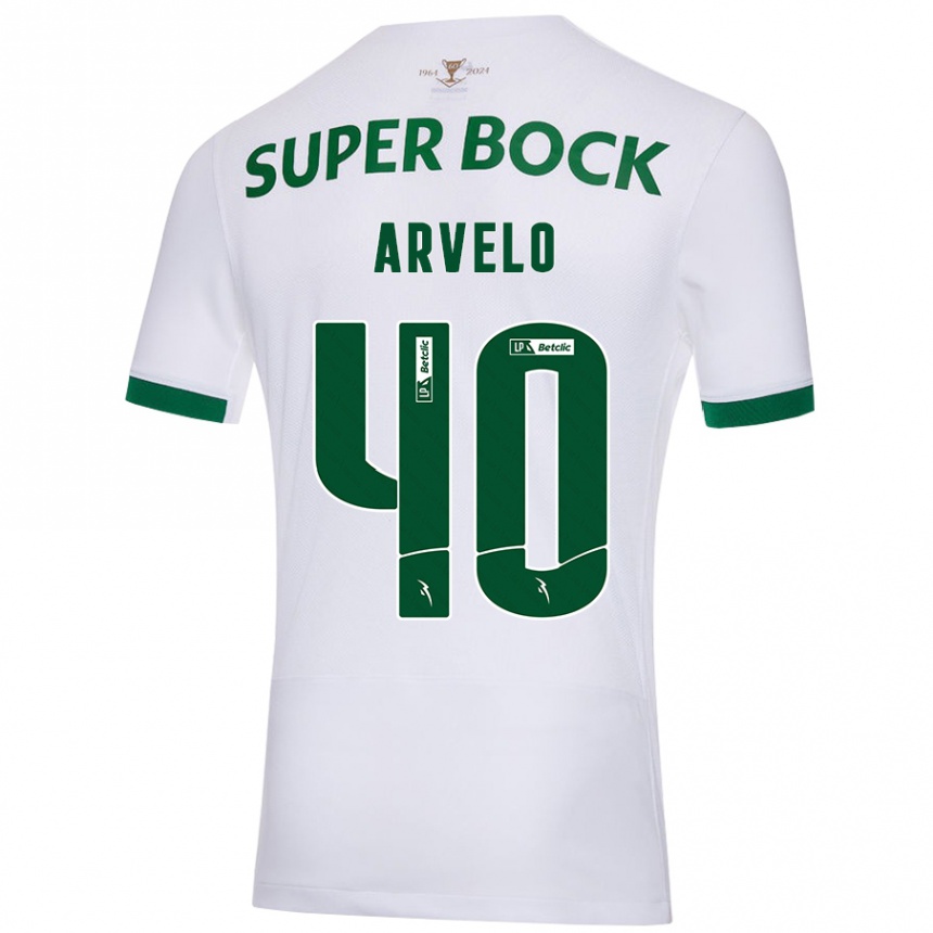 Men Football Adam Arvelo #40 White Green Away Jersey 2024/25 T-Shirt Nz