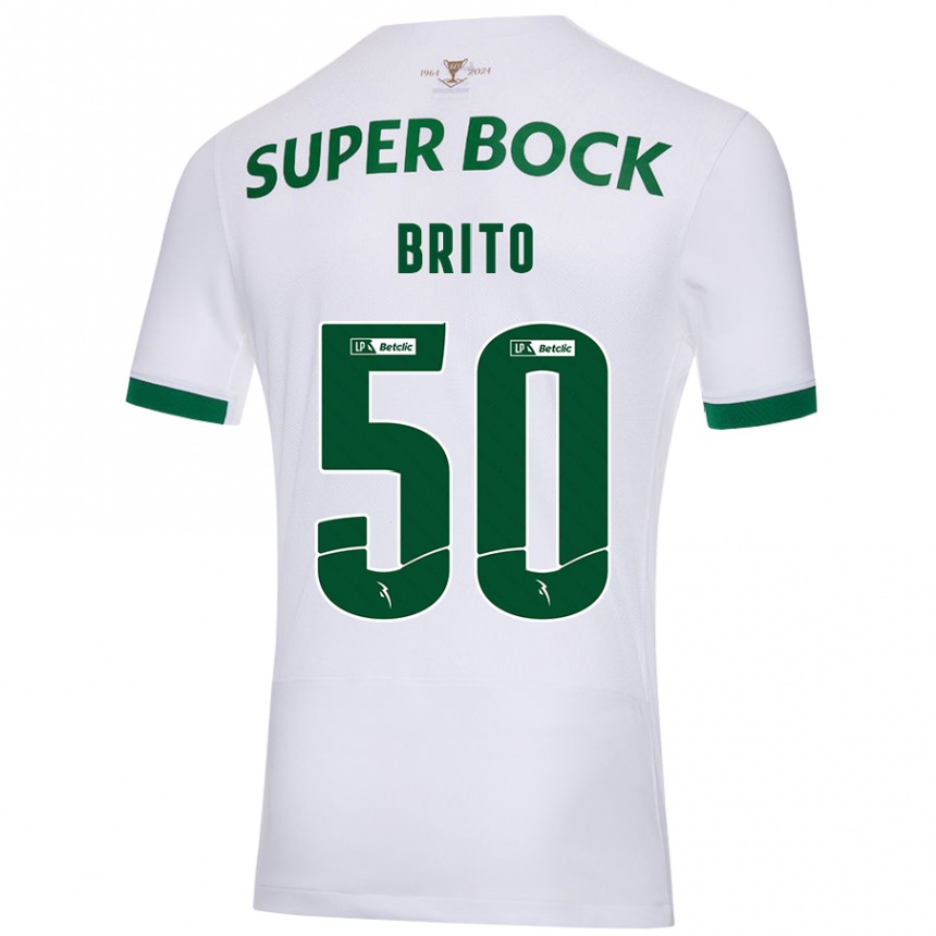 Men Football Alexandre Brito #50 White Green Away Jersey 2024/25 T-Shirt Nz