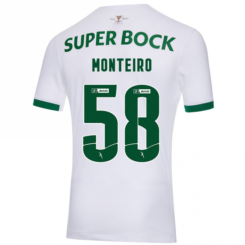 Men Football David Monteiro #58 White Green Away Jersey 2024/25 T-Shirt Nz