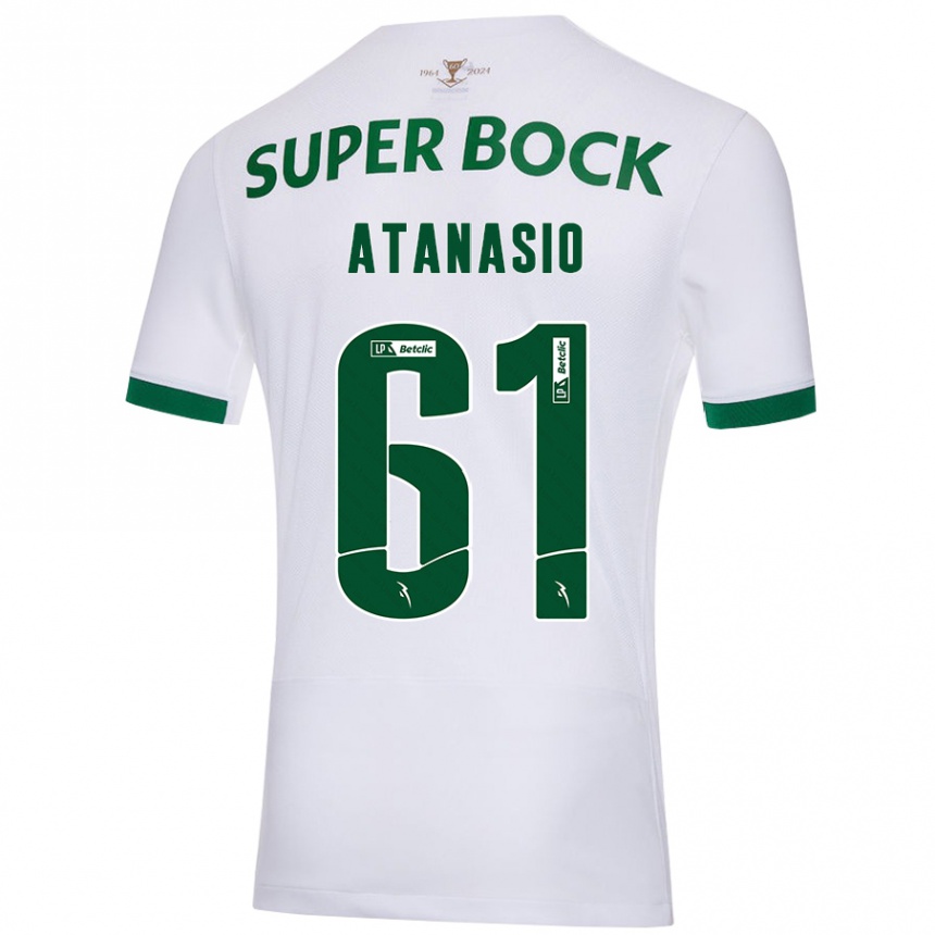 Men Football Atanásio #61 White Green Away Jersey 2024/25 T-Shirt Nz