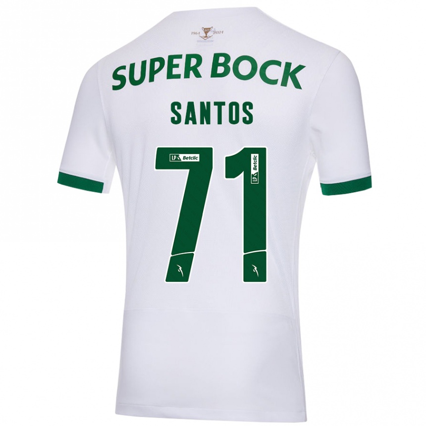 Men Football Denilson Santos #71 White Green Away Jersey 2024/25 T-Shirt Nz