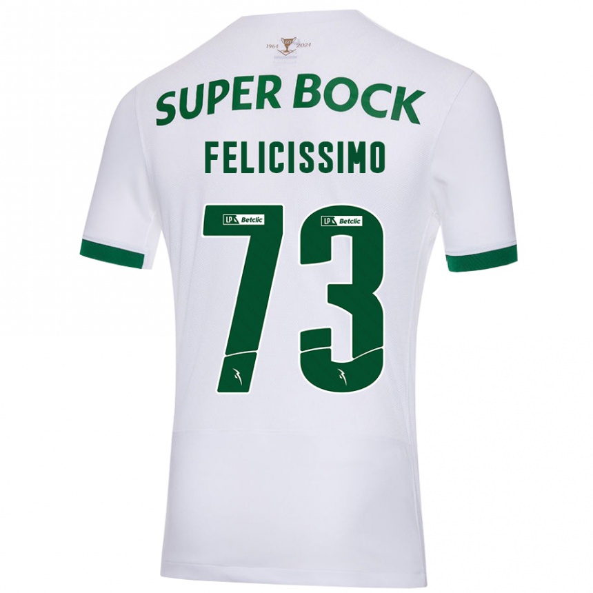 Men Football Eduardo Felicíssimo #73 White Green Away Jersey 2024/25 T-Shirt Nz