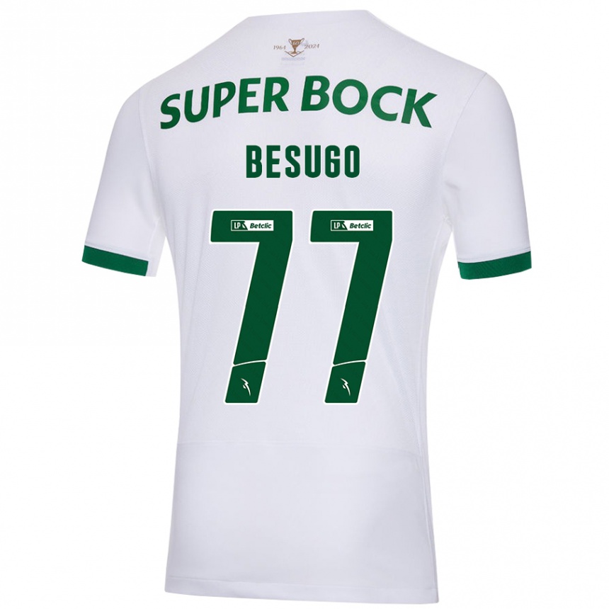 Men Football Rafael Besugo #77 White Green Away Jersey 2024/25 T-Shirt Nz