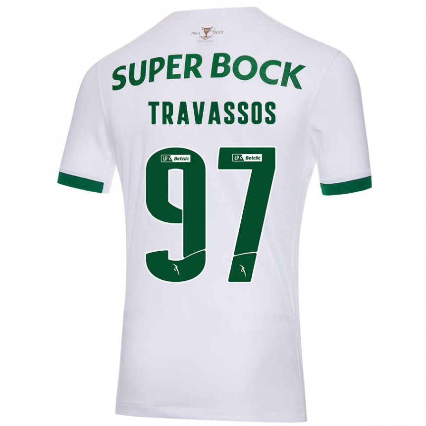 Men Football Travassos #97 White Green Away Jersey 2024/25 T-Shirt Nz