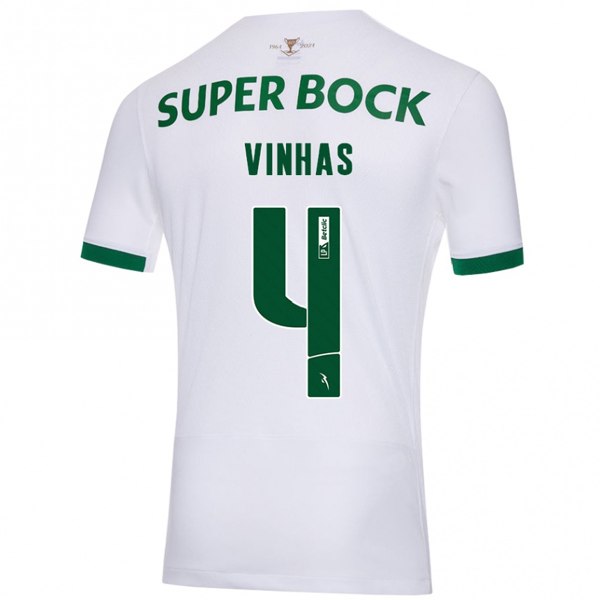 Men Football Gabriela Vinhas #4 White Green Away Jersey 2024/25 T-Shirt Nz