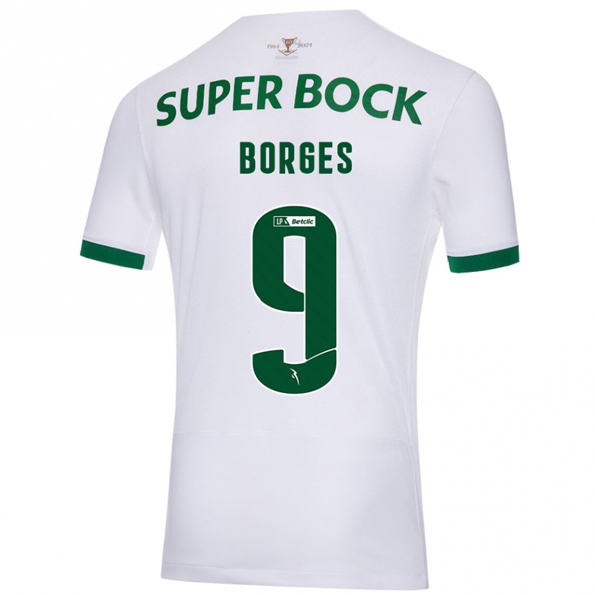 Men Football Ana Borges #9 White Green Away Jersey 2024/25 T-Shirt Nz