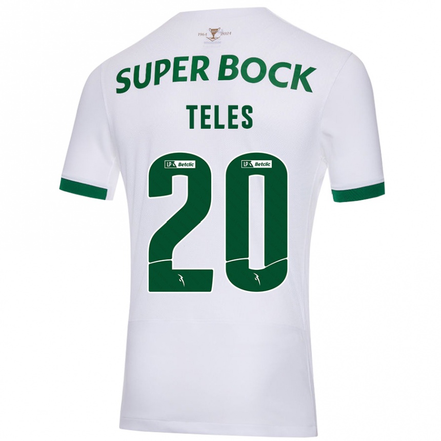 Men Football Ana Isabel Teles #20 White Green Away Jersey 2024/25 T-Shirt Nz