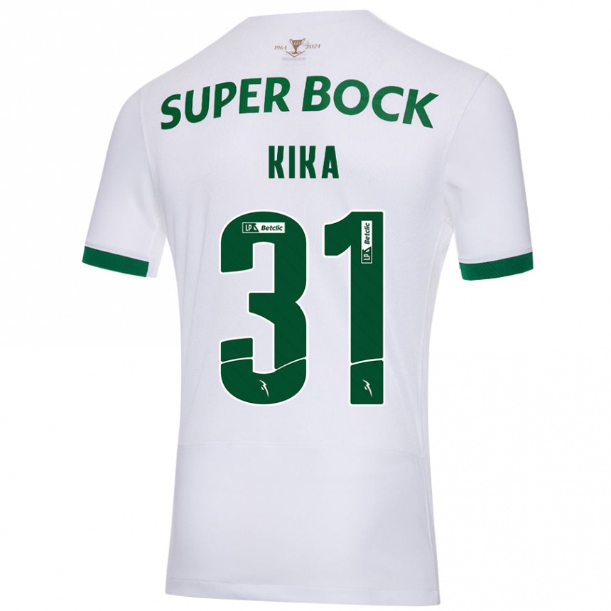 Men Football Kika #31 White Green Away Jersey 2024/25 T-Shirt Nz