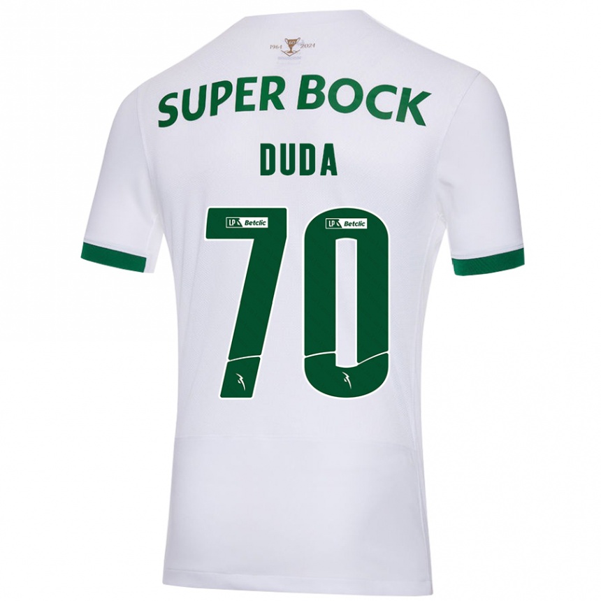 Men Football Dudá #70 White Green Away Jersey 2024/25 T-Shirt Nz