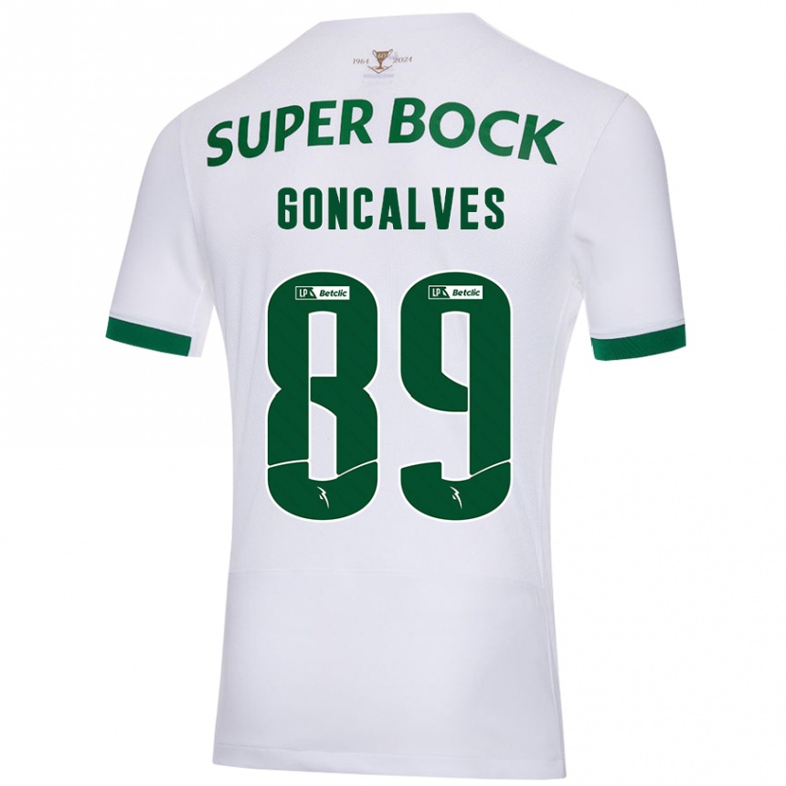 Men Football André Gonçalves #89 White Green Away Jersey 2024/25 T-Shirt Nz