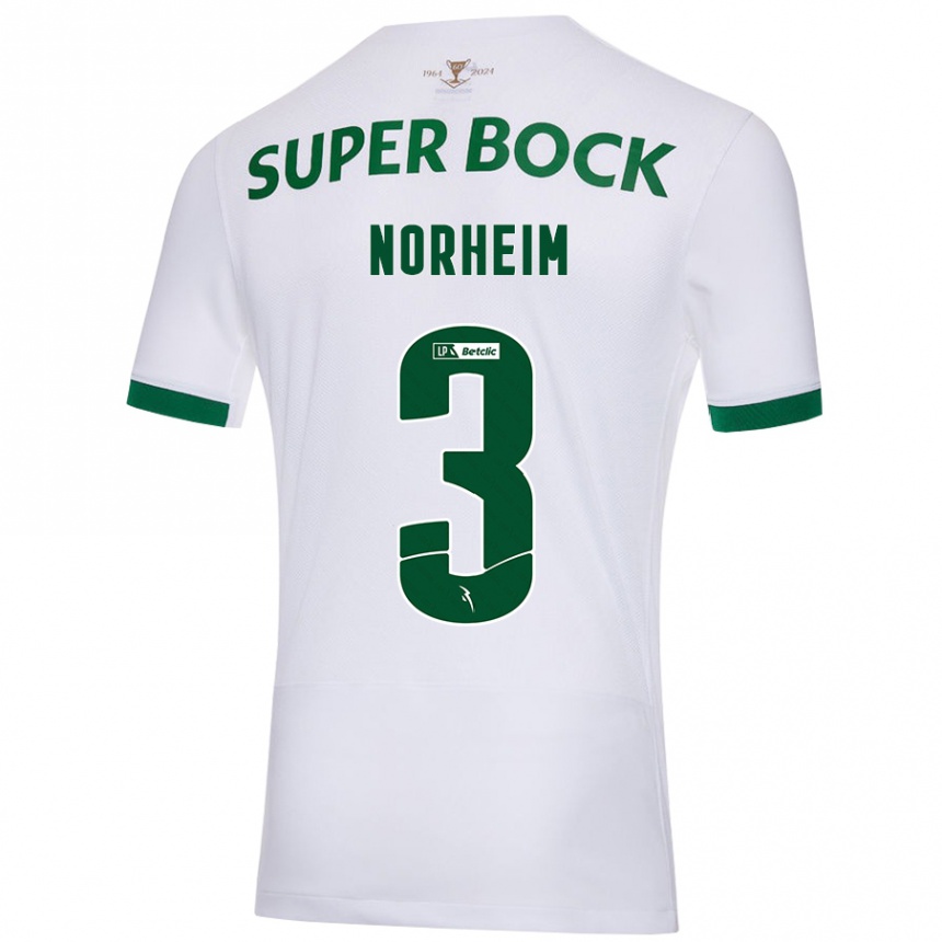 Men Football Andrea Norheim #3 White Green Away Jersey 2024/25 T-Shirt Nz