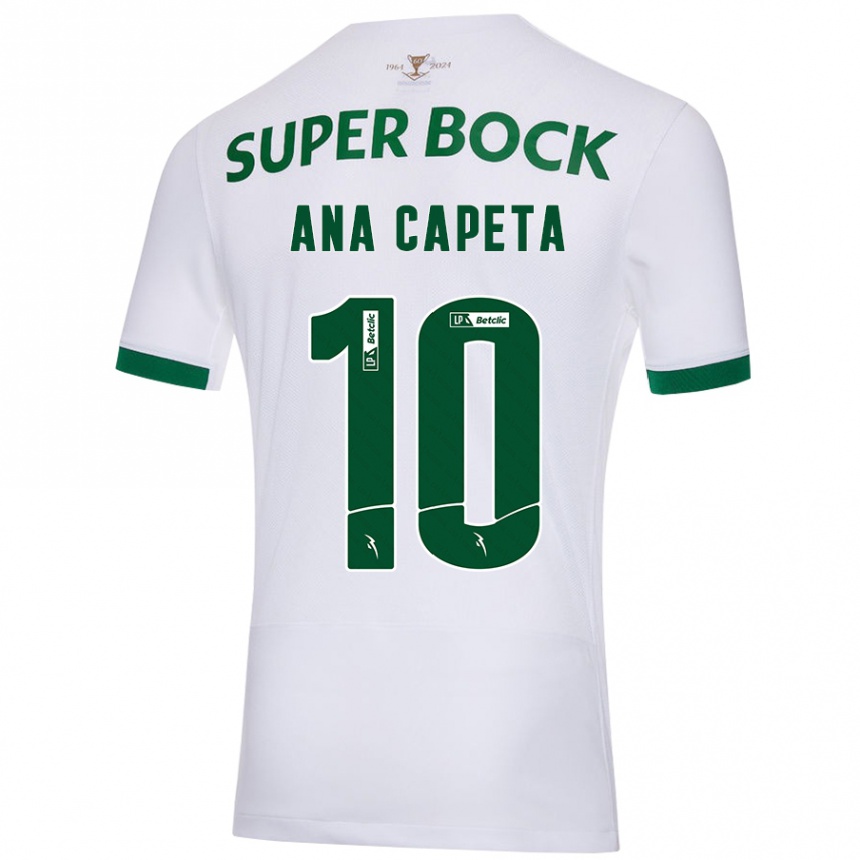 Men Football Ana Capeta #10 White Green Away Jersey 2024/25 T-Shirt Nz