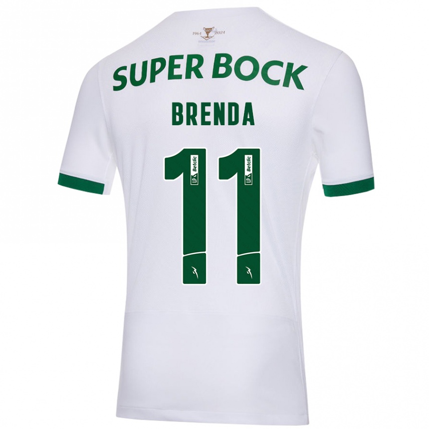 Men Football Brenda Pérez Soler #11 White Green Away Jersey 2024/25 T-Shirt Nz