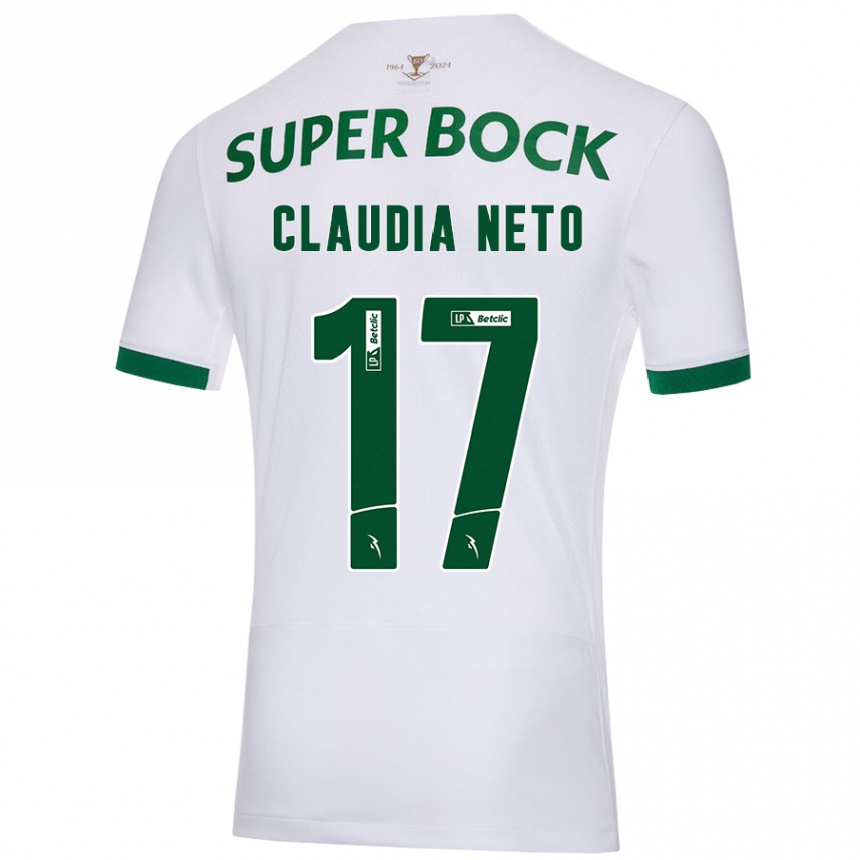 Men Football Cláudia Teresa Pires Neto #17 White Green Away Jersey 2024/25 T-Shirt Nz