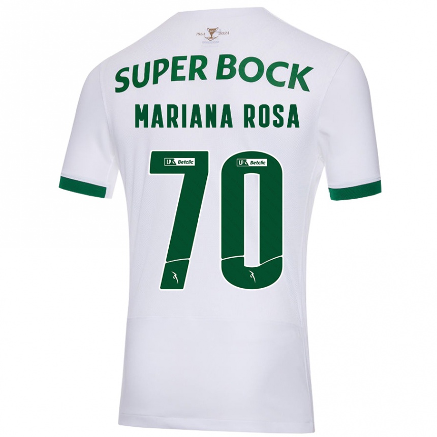 Men Football Mariana Silva Pinto Vilaça Da Rosa #70 White Green Away Jersey 2024/25 T-Shirt Nz