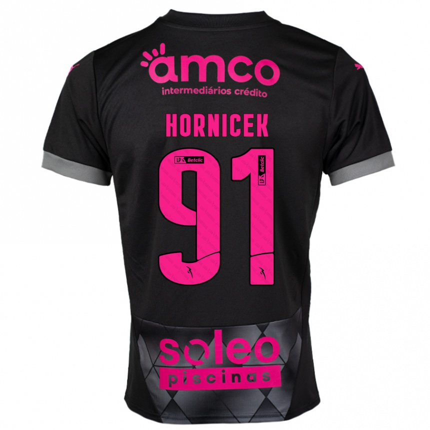 Men Football Lukas Hornicek #91 Black Pink Away Jersey 2024/25 T-Shirt Nz